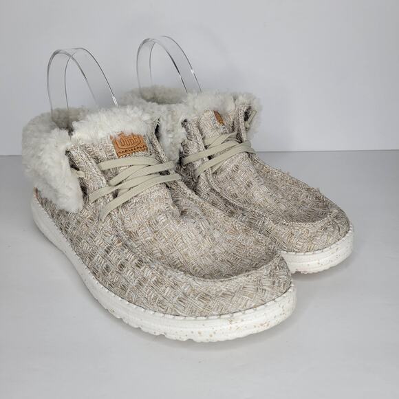 HEY DUDE Wendy Fold Stitch Cozy Tan Women's sz 7 - Picture 1 of 13